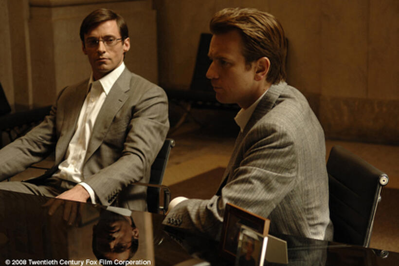 Wyatt (Hugh Jackman) and Jonathan (Ewan McGregor) in "Tromperie."