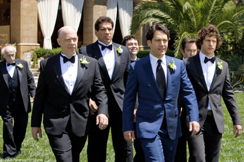 J.K. Simmons as Oz, Lou Ferrigno as himself, Joe Lo Truglio as Lonnie, Paul Rudd as Peter, Thomas Lennon as Doug and Andy Samberg as Robbie in "I Love You, Man."