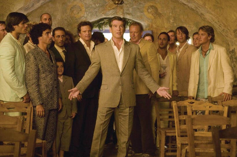 Sam Carmichael (PIERCE BROSNAN) romances a former flame in "Mamma Mia!"