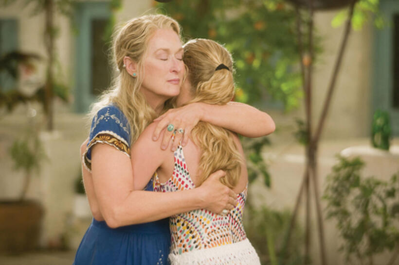 Donna Sheridan (MERYL STREEP) shares an intimate moment with daughter Sophie (AMANDA SEYFRIED) in "Mamma Mia!"