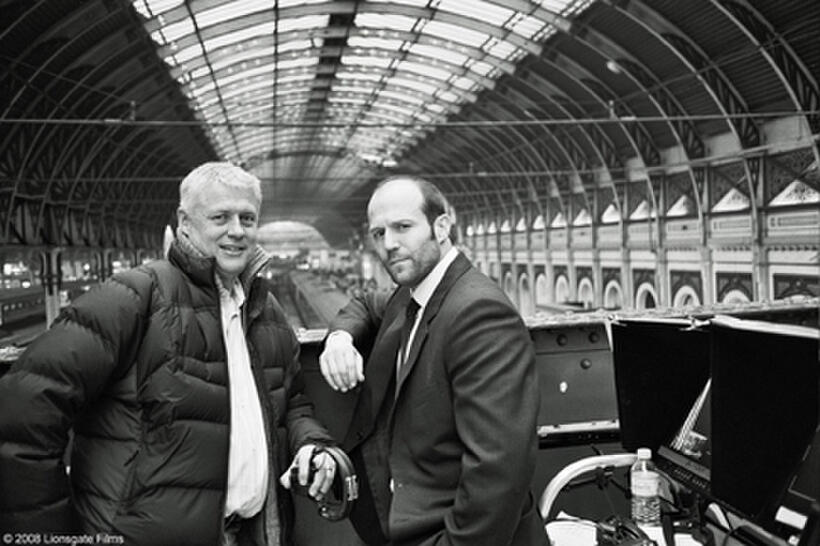 Director Roger Donaldson and Jason Statham on the set of "The Bank Job."