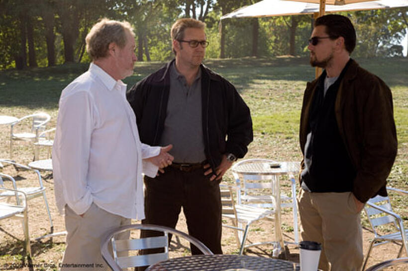 Director Ridley Scott, Russell Crowe and Leonardo DiCaprio on location for "Body of Lies."