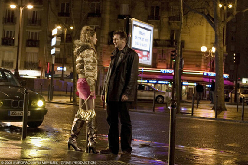 Fani Kolarova as the streetwalker and Liam Neeson as Bryan in "Taken."
