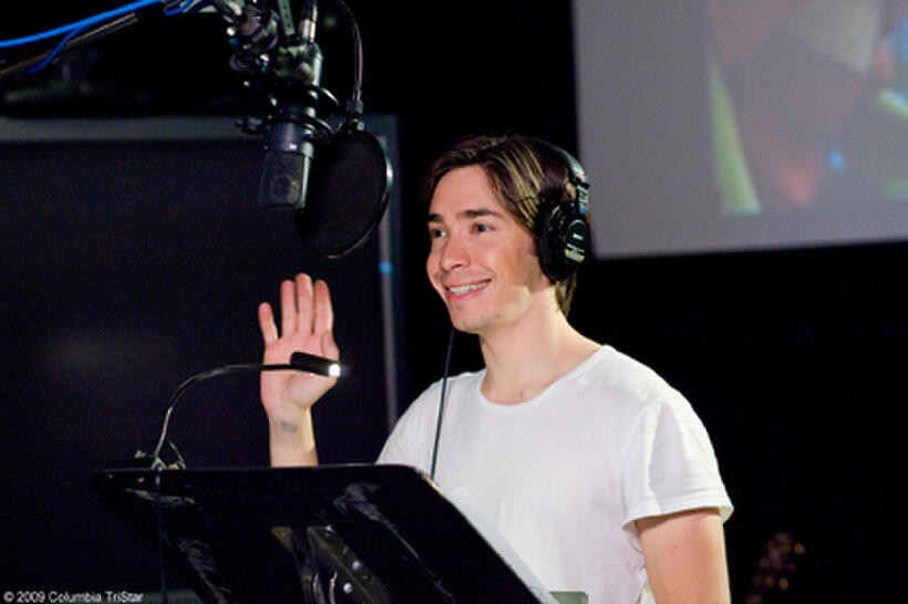 Justin Long on the set of "Planet 51."