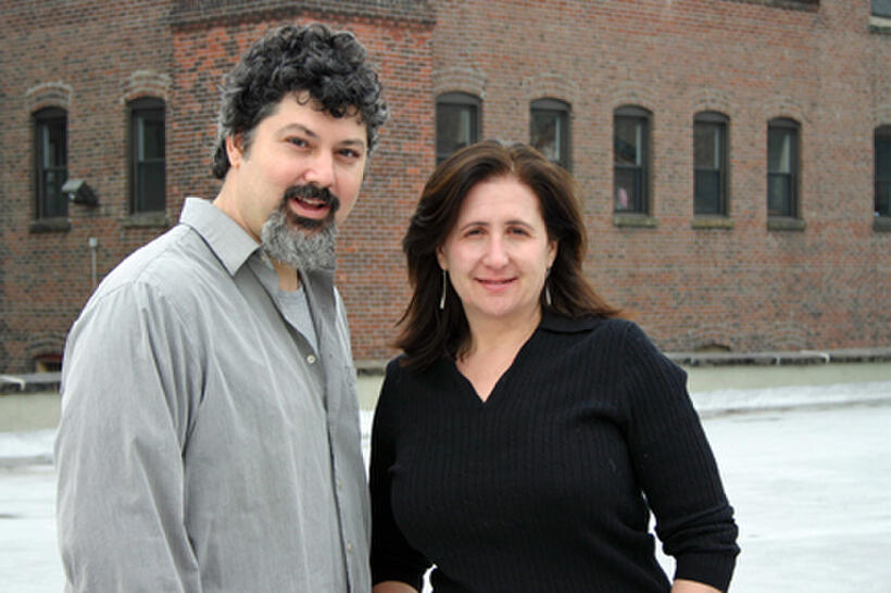 Carl Deal and Tia Lessin on the set of "Trouble the Water."