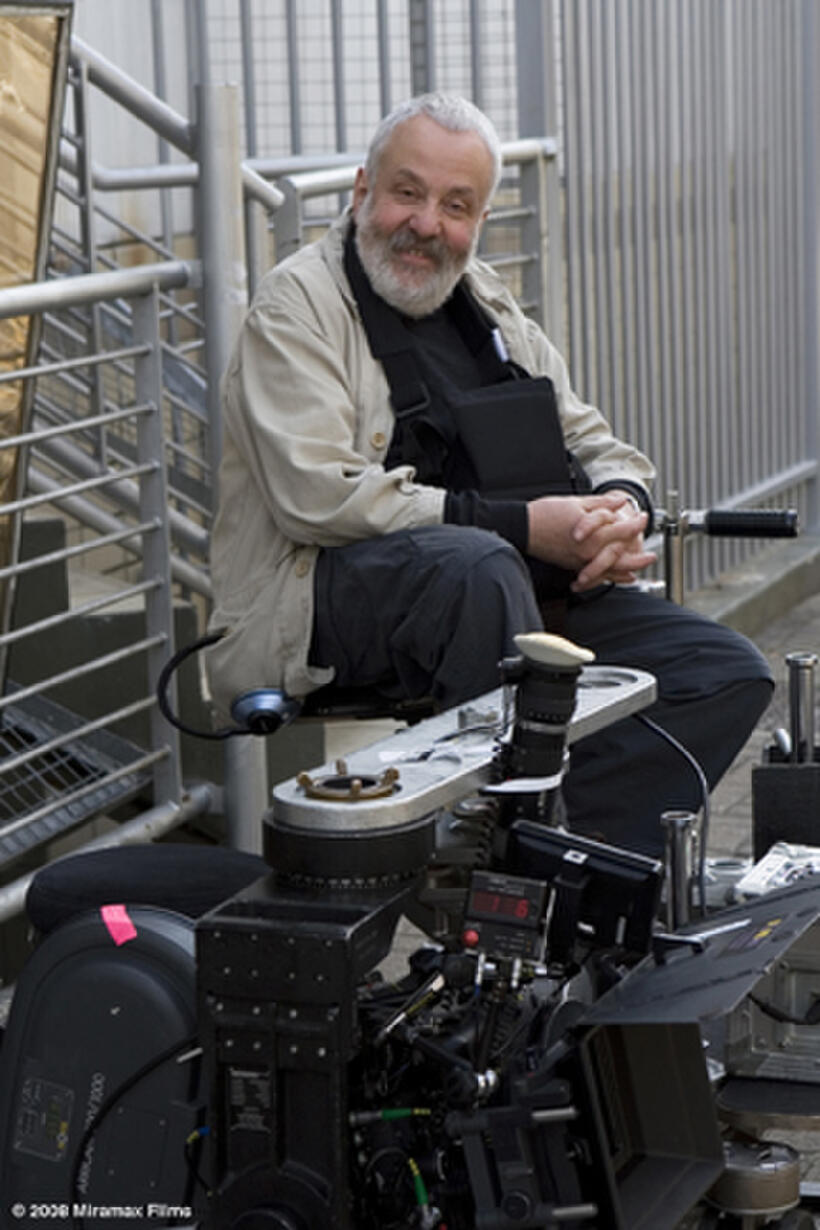Director Mike Leigh on the set of  "Happy-Go-Lucky."