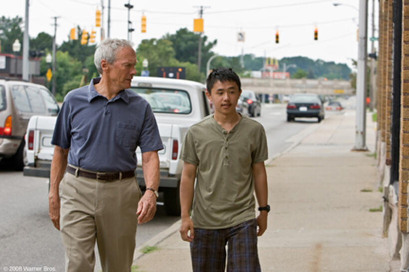 Clint Eastwood as Walt Kowalski and Bee Vang as Thao in "Gran Torino."