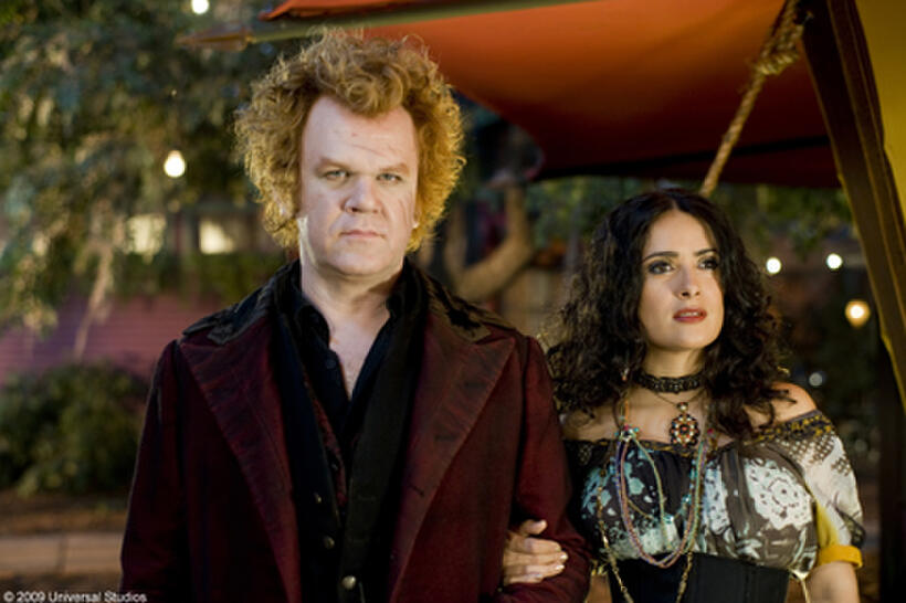 John C. Reilly as Larten Crepsley and Salma Hayek as Madame Truska in "Cirque du Freak: The Vampire's Assistant."