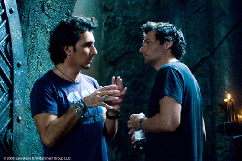 Director Patrick Tatopoulos and story creator/producer Len Wiseman on the set of "Underworld: Rise of the Lycans."