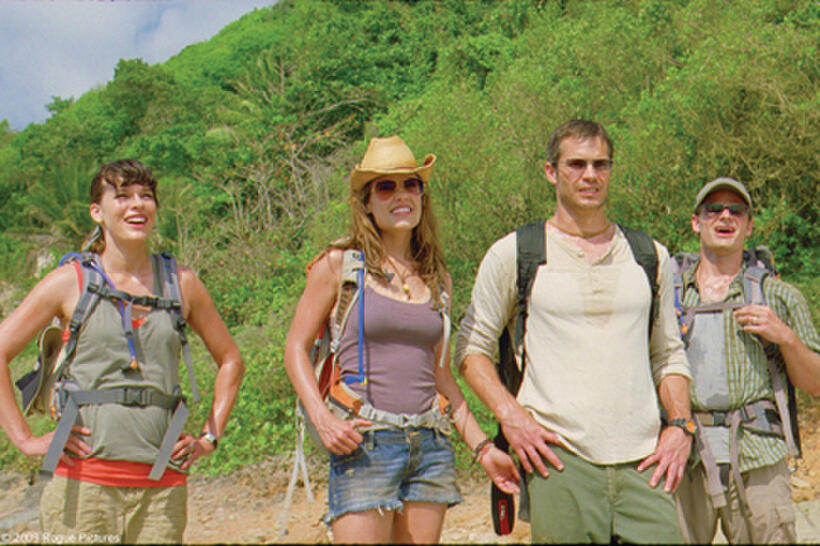 Milla Jovovich as Cydney, Kiele Sanchez as Gina, Timothy Olyphant as Nick and Steve Zahn as Cliff in "A Perfect Getaway."