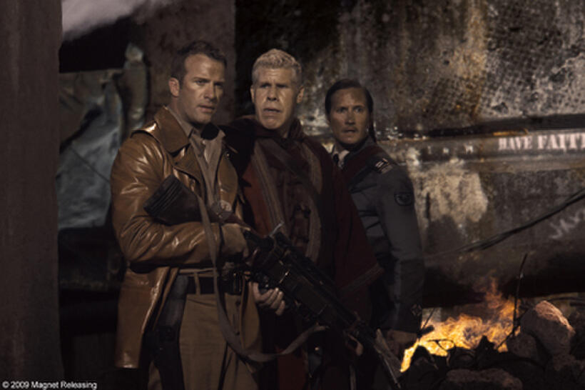 Thomas Jane as Maj. Mitch Hunter, Ron Perlman as Brother Samuel and Benno Furmann as Lt. von Steiner in "Mutant Chronicles."
