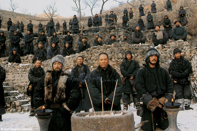 Andy Lau as Cao Er-Hu, Jet Li as Gen. Ma Xinyi and Takeshi Kaneshiro as Zhang Wen-Xiang in "The Warlords."