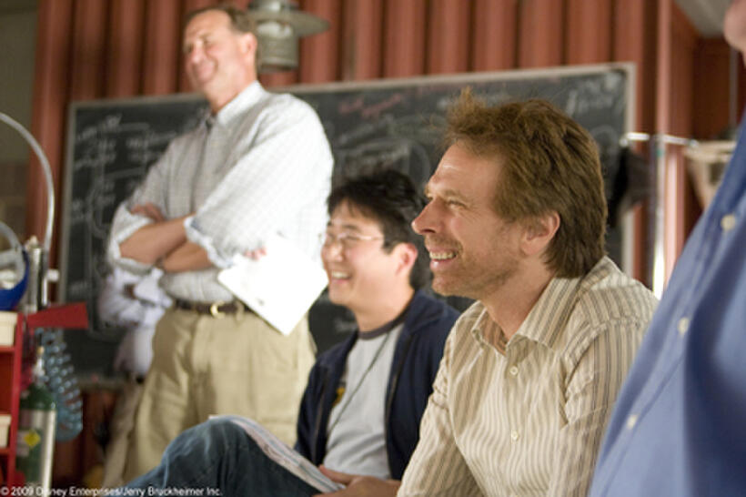 Ed Kashiba and Jerry Bruckheimer on the set of "G-Force."