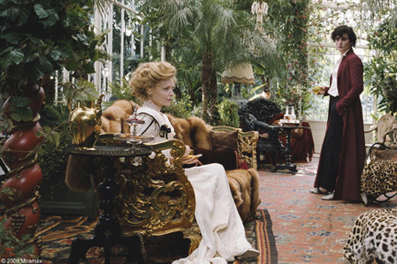 Michelle Pfeiffer as Lea de Lonval and Rupert Friend as Cheri in "Cheri."