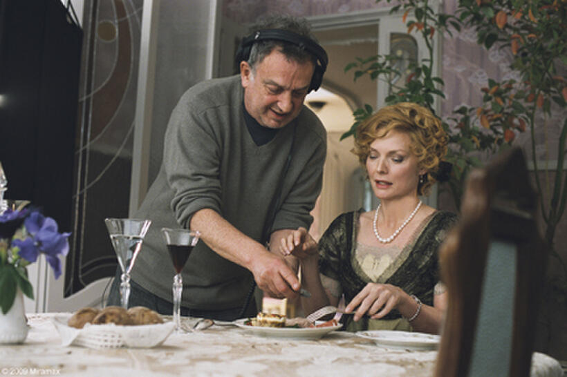 Director Stephen Frears and Michelle Pfeiffer on the set of "Cheri."