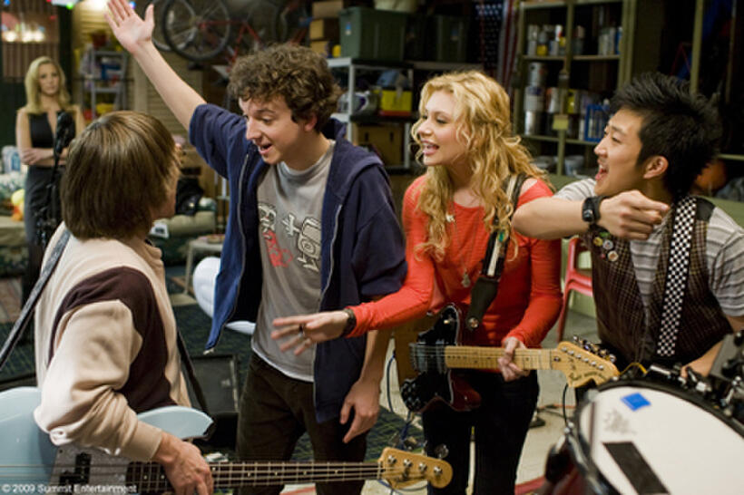 Charlie Saxton, Gaelan Connell as Will, Alyson Michalka as Charlotte and Tim Jo in "Bandslam."