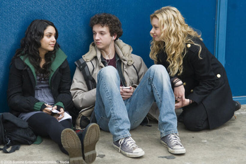 Vanessa Hudgens as Sa5m, Gaelan Connell as Will and Aly Michalka as Charlotte in "Bandslam."