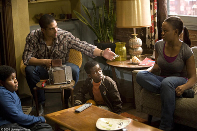 Freddy Siglar as Byron, Adam Rodriguez as Sandino, Kwesi Boakye as Manny, and Hope Olaid? Wilson as Jennifer in "Tyler Perry's I Can Do Bad All By Myself."