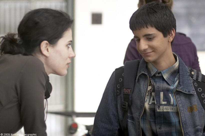 Director Cherien Dabis and Melkar Muallem on the set of "Amreeka."