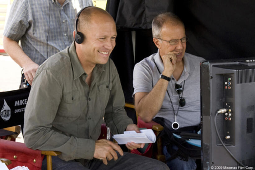 Director-writer Mike Judge on the set of "Extract."