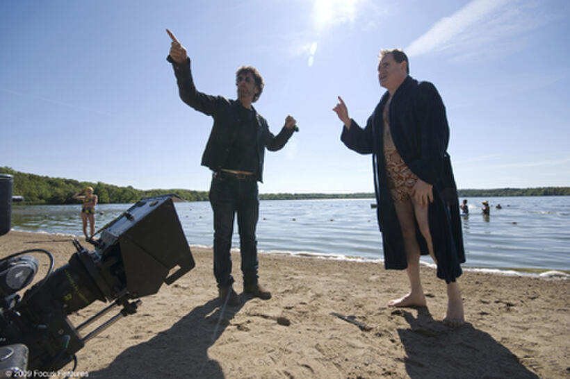 Director-writer Joel Coen and Richard Kind on the set of "A Serious Man."
