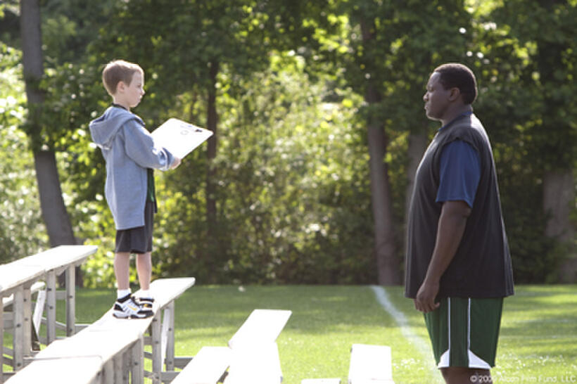 Jae Head as S.J. and Quinton Aaron as Michael Oher in "The Blind Side."