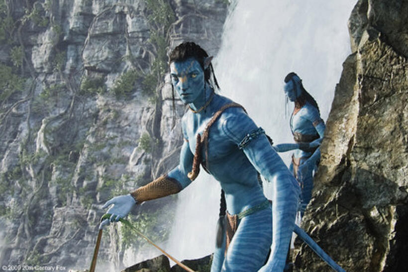 Sam Worthington as Jake Sully and Laz Alonso as Tsu'tey in "Avatar."