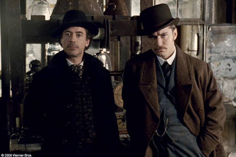 Robert Downey Jr. as Sherlock Holmes and Jude Law as Dr. Watson in "Sherlock Holmes."