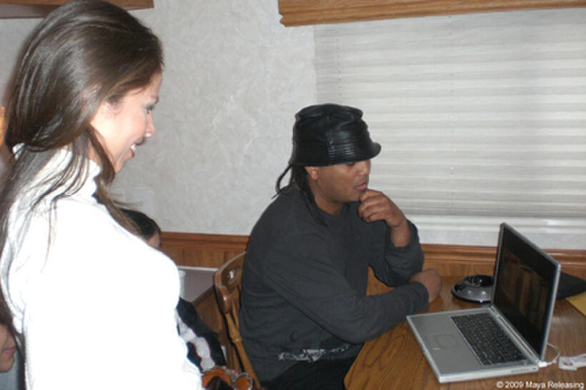 Director Franc. Reyes on the set of "The Ministers."