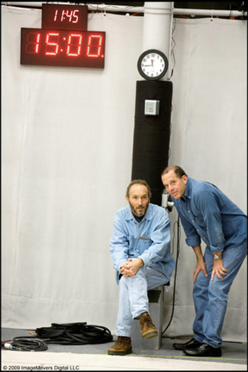 Producers Steve Starkey and Jack Rapke on the set of "Disney's A Christmas Carol."