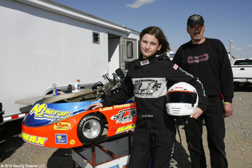 Annabeth Barnes and her father Darren Barnes in "Racing Dreams."