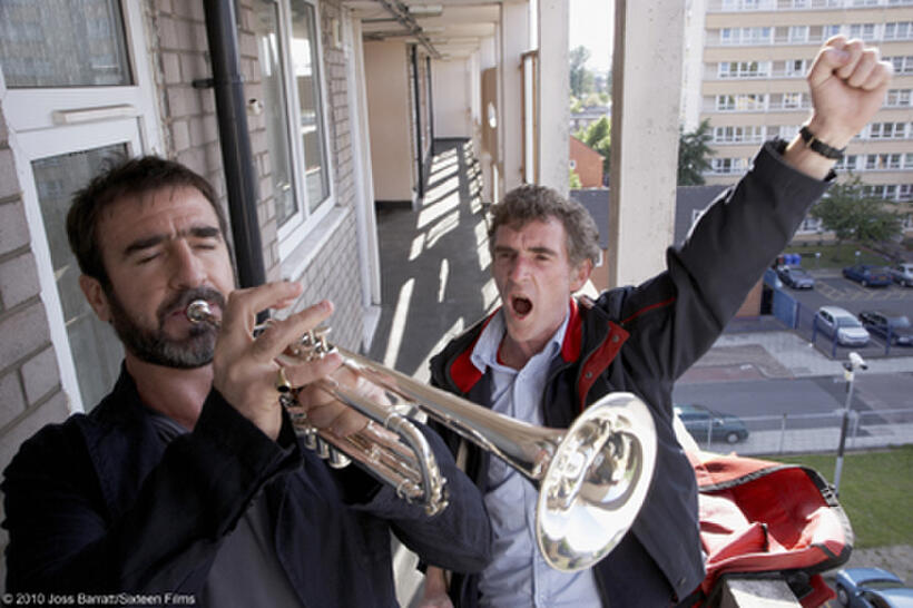 Eric Cantona as himself and Steve Evets as Eric Bishop in "Looking for Eric."