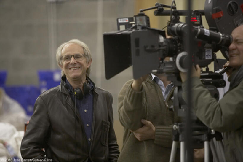 Director Ken Loach on the set of "Looking for Eric."