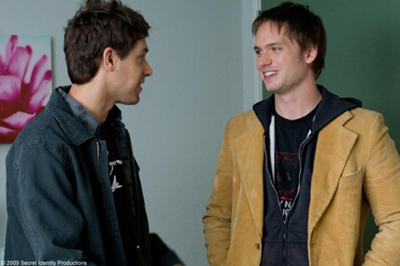 Ryan Devlin as Walt and Patrick J. Adams as Byron in "Weather Girl."