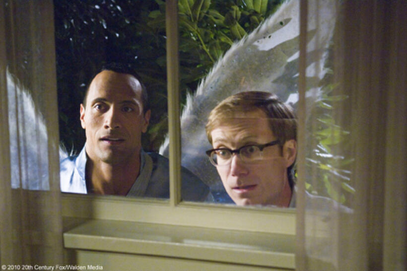Dwayne Johnson as Derek and Stephen Merchant as Tracy in "Tooth Fairy."