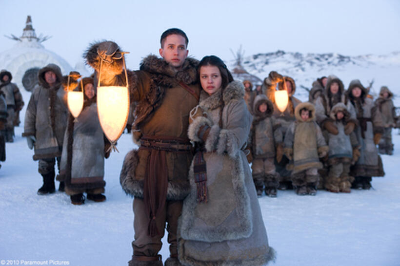 Jackson Rathbone as Sokka and Nicola Peltz as Katara in "The Last Airbender."
