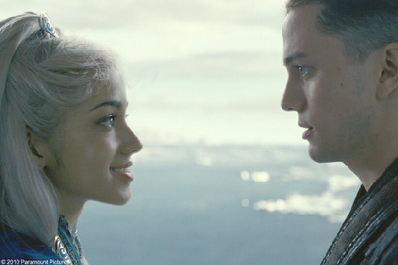 Seychelle Gabriel as Princess Yue and Jackson Rathbone as Sokka in "The Last Airbender."