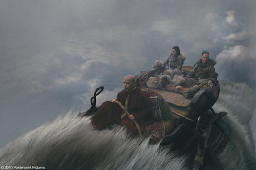 Noah Ringer as Aang, Nicola Peltz as Katara and Jackson Rathbone as Sokka in "The Last Airbender."