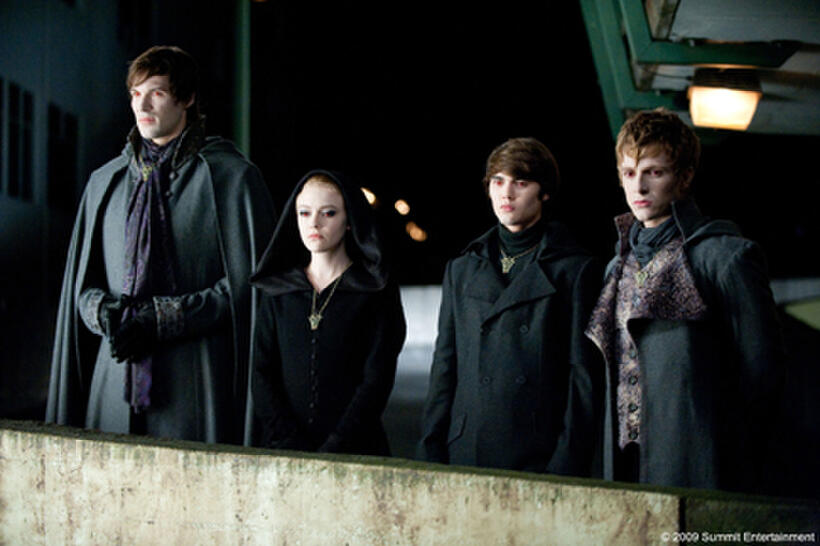 Daniel Cudmore as Felix, Dakota Fanning as Jane, Cameron Bright as Alec and Charlie Bewley as Demetri in "The Twilight Saga: Eclipse."