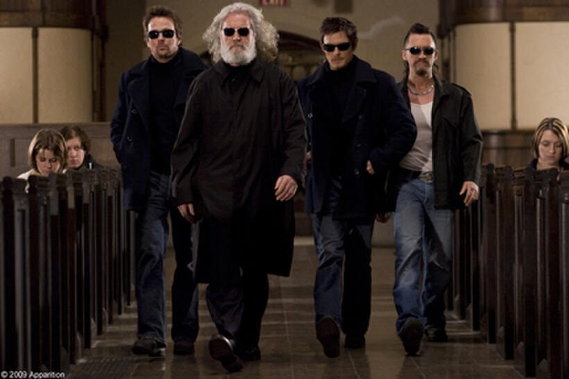 Sean Patrick Flanery as Connor MacManus, Billy Connolly as Noah MacManus, Norman Reedus as Murphy MacManus and Clifton Collins Jr. as Romeo in "Boondock Saints II: All Saints Day."