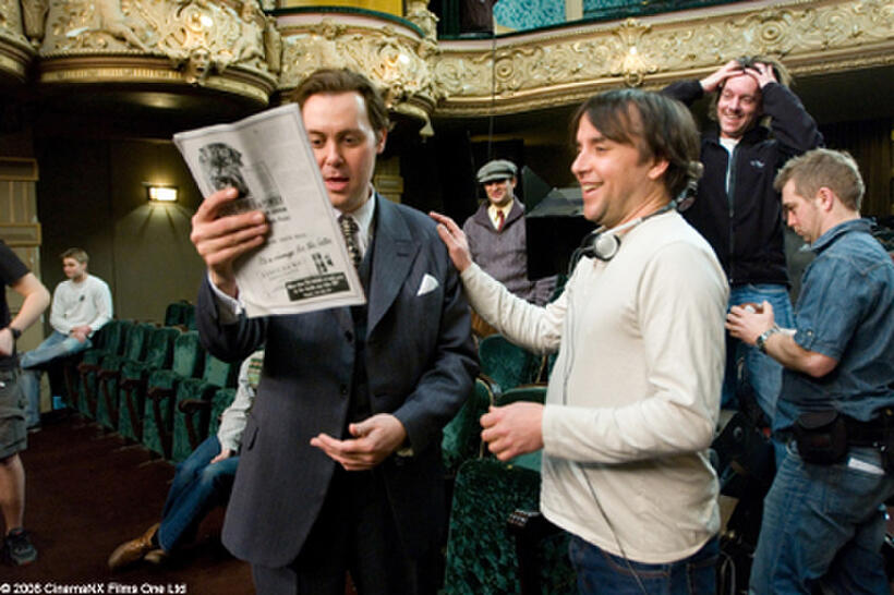 Christian McKay and director Richard Linklater on the set of "Me and Orson Welles."