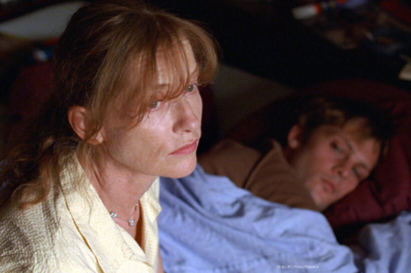 Isabelle Huppert as Maria Vial and Nicolas Duvauchelle as Manuel Vial in "White Material."