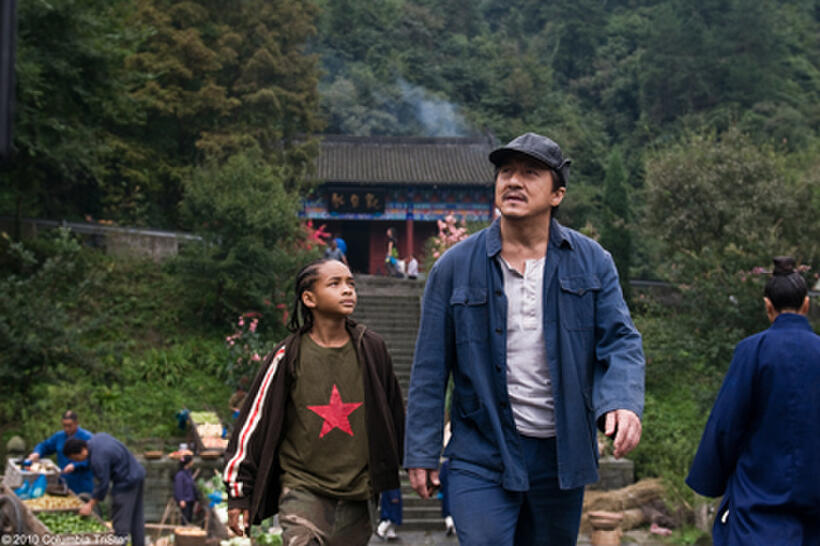 Jaden Smith as Dre and Jackie Chan as Mr. Han in "The Karate Kid."