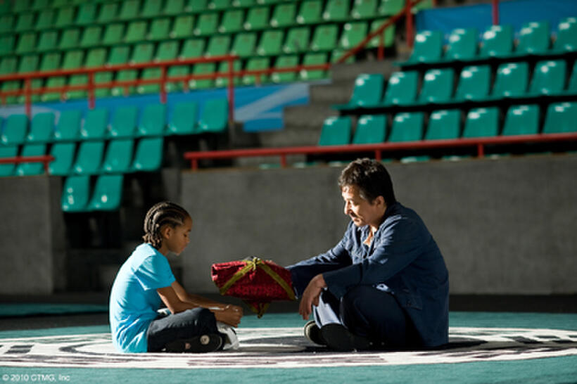 Jaden Smith as Dre and Jackie Chan as Mr. Han in "The Karate Kid."