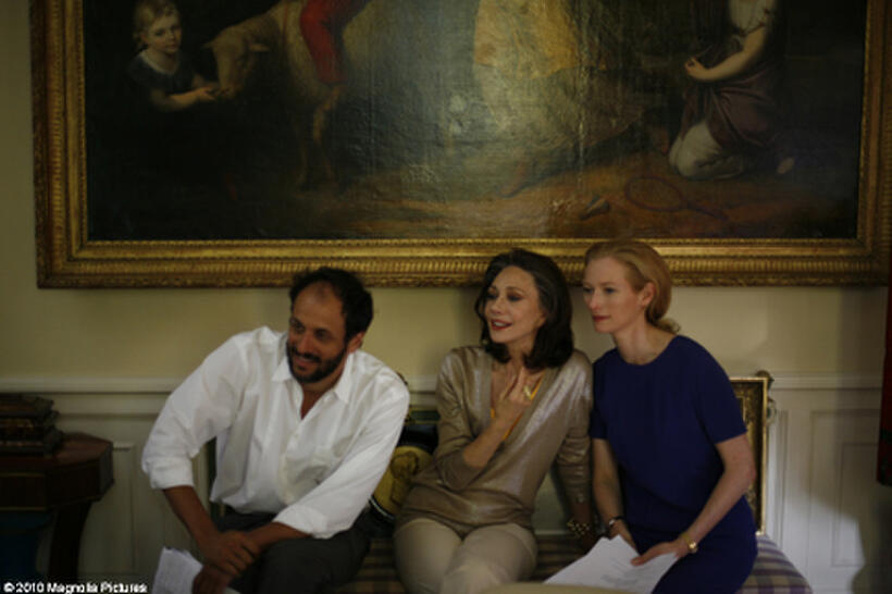 Director Luca Guadagnino, Marisa Berenson and Tilda Swinton on the set of "I Am Love."