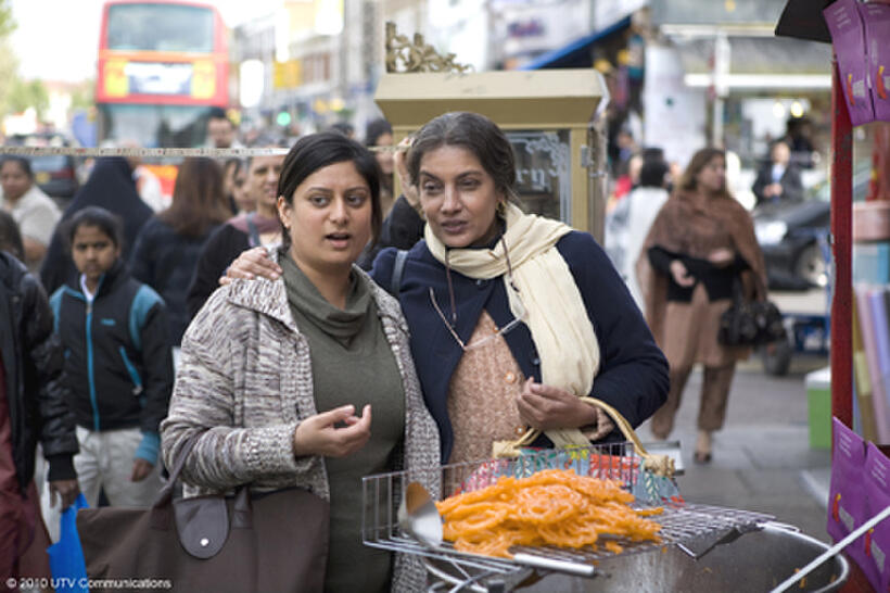Goldy Notay as Roopi and Shabana Azmi as Mrs. Sethi in "It's a Wonderful Afterlife."