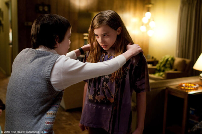 Kodi Smit-McPhee as Owen and Chloe Grace Moretz as Abby in "Let Me In."