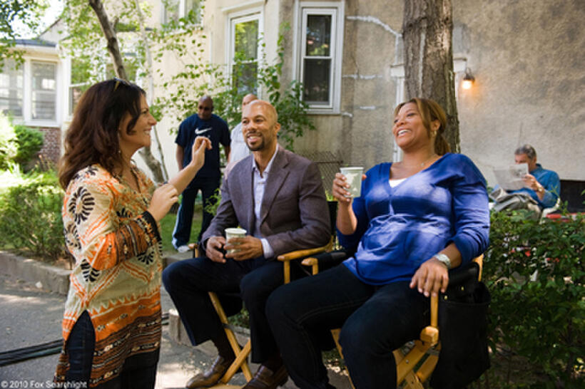 Director Sanaa Hamri, Common and Queen Latifah on the set of "Just Wright."