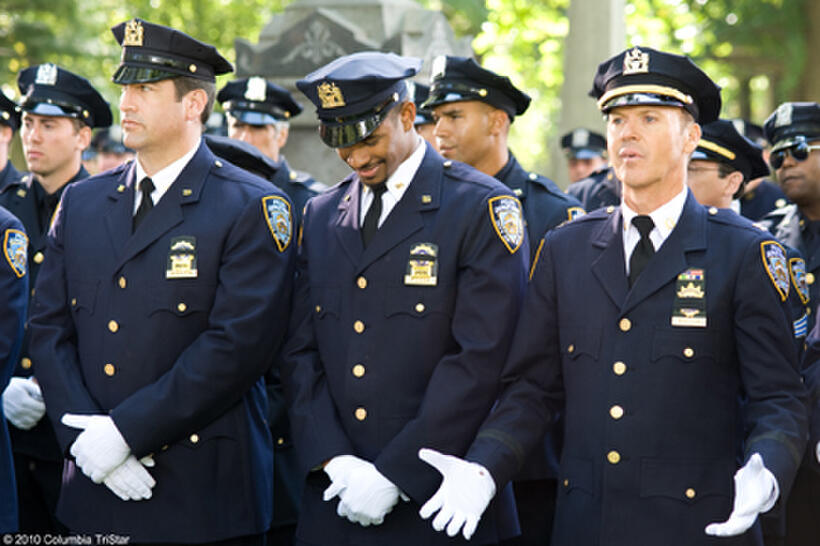 Rob Riggle, Damon Wayans Jr. and Michael Keaton in "The Other Guys."