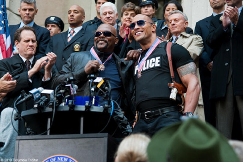 Samuel L. Jackson as Highsmith and Dwayne Johnson as Danson in "The Other Guys."